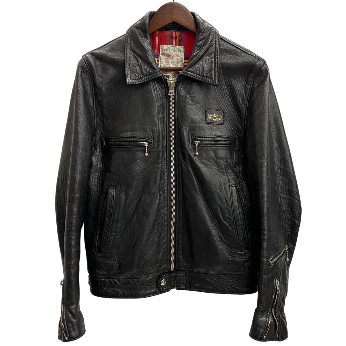 【中古】ルイスレザー Lewis Leathers 551T ドミネーター タイトフィット シープスキン タータンチェック レザー ジャケット ブラック 38サイズ 201MT-6382 VB｜ドンドンサガール