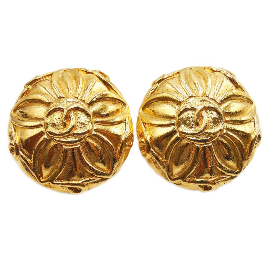 CHANEL シャネル 花柄 ココマーク COCO イヤリング ゴールドフィニッシュ VINTAGE ヴィンテージ 【中古】 レディース 送料無料｜買取道JJブランド専科　店
