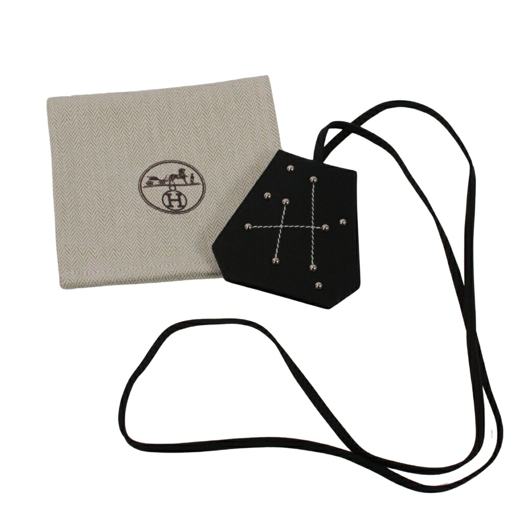 HERMES エルメス キーリング チャーム クロシェット ネックレス レザー ネックレス Keyring Charm Clochette Necklace leather ブラック VINTAGE ヴィンテージ【中古】 メンズ 送料無料｜買取道JJブランド専科　店 72,600円