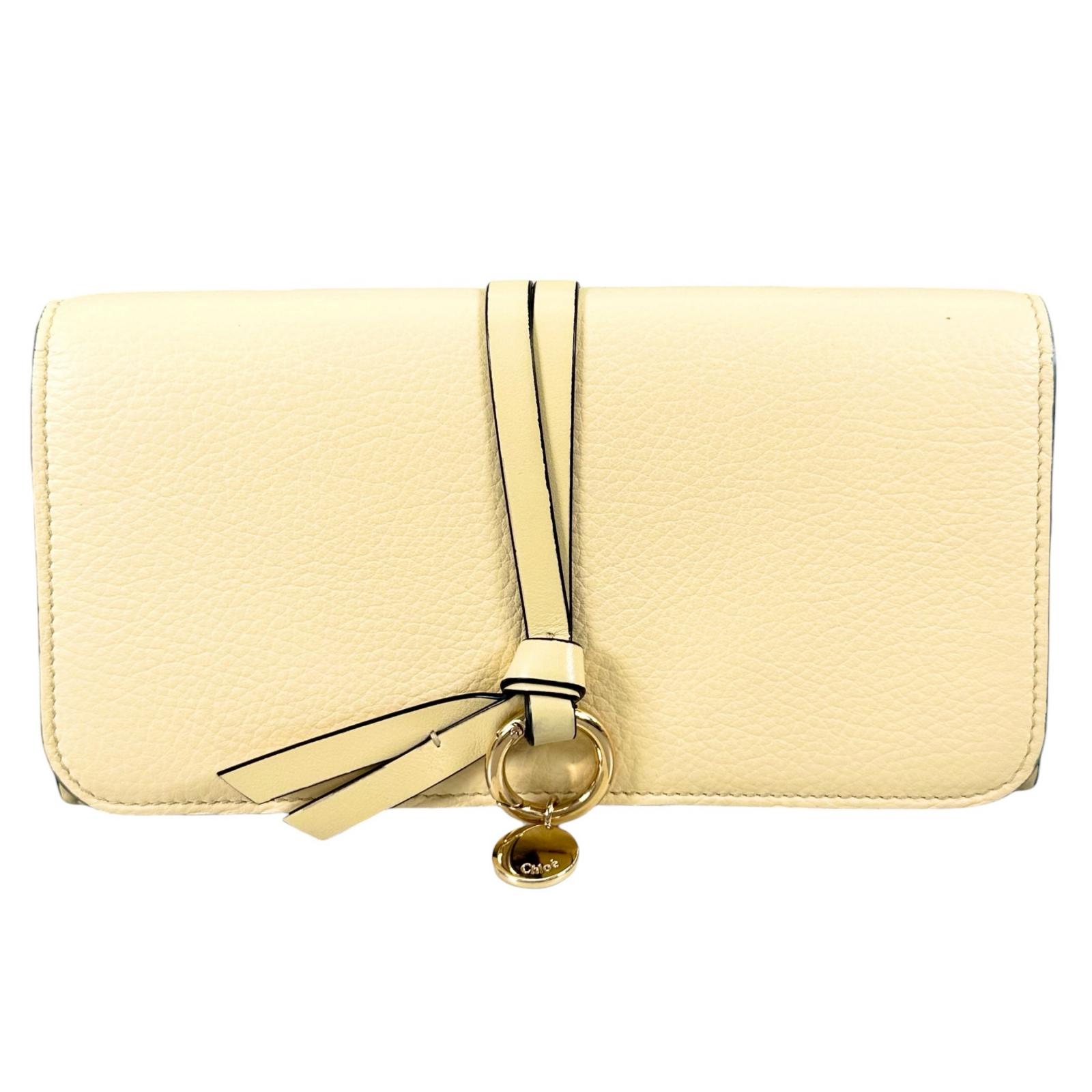 Chloe クロエ 二つ折り ロングウォレット アルファベット 長財布 カーフ ライトイエロー VINTAGE ヴィンテージ 【中古】 レディース 送料無料｜買取道JJブランド専科　店