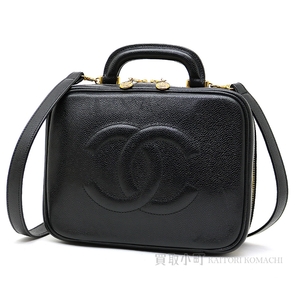 Chanel Caviar Skin 2way バニティバッグブラック Cc Mark Stitch Vanity Case Shoulder Bag Makeup Cosmetics Box Here Classical Vintage A07061 05