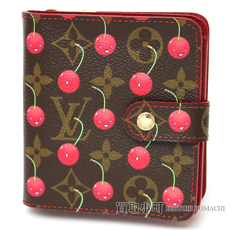 KAITORIKOMACHI: Louis Vuitton M95005 compact zip monogram cherry round fastener wallet Small ...