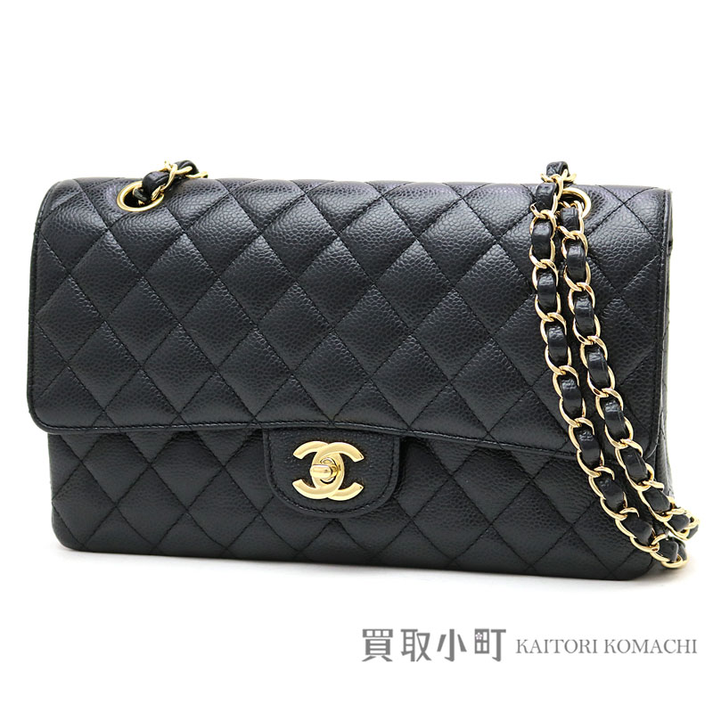Kaitorikomachi Chanel Matelasse 25 Classic Flap Bag Black Caviar Chanel Matelasse 25 Classic Flap Bag Black Caviar Skin Medium W Chain Shoulder Constant Er