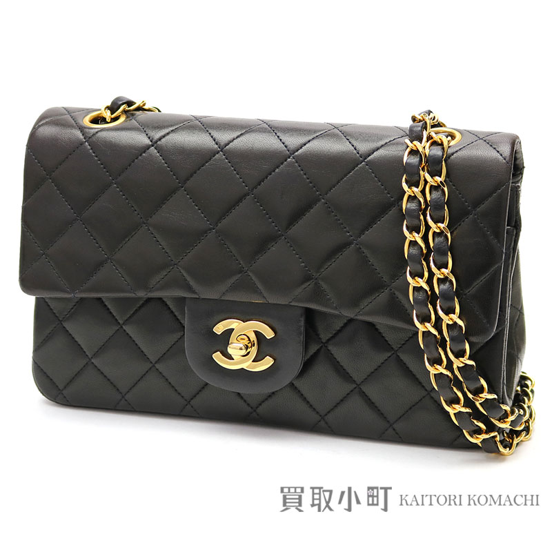 KAITORIKOMACHI: Chanel matelasse 23 classic flap bag black lambskin gold metal fittings Small W ...