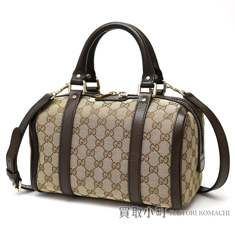 Take Gucci Gg Canvas Boston Bag Small Beige X Dark Brown 2way Shoulder Slant Mini Handbag Classical Music 269876