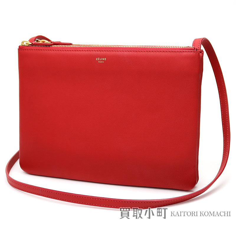 Kaitorikomachi Celine Trio Large Shoulder Bag Red Mousse Lambskin Celine Trio Large Shoulder Bag Red Mousse Lambskin Crossbody Carry Pochette Clutch 171453eta 27ed Smooth