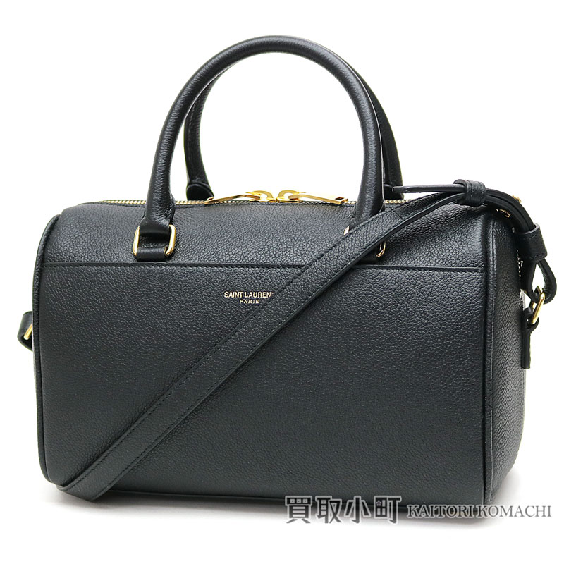 Yves Saint Laurent Baby Duffel Mini Boston Bag Black Grain Leather 2way Shoulder Handbag 330958 B680j 1000 Duffle Noir