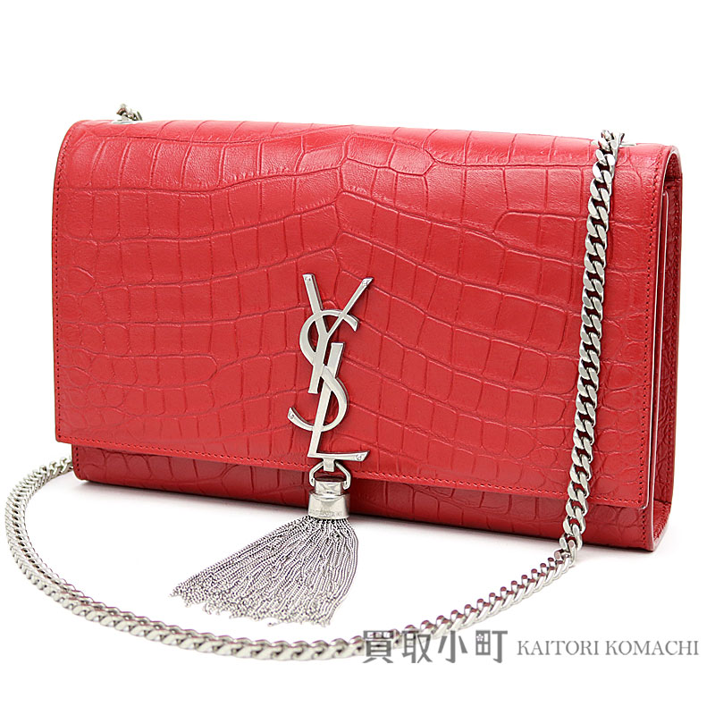 Kaitorikomachi Yves Saint Lau Classical Music Kate Monogram Yves Saint Lau Classical Music Kate Monogram Tassel Satc Medium Red Crocodile Emboss Leather Chain Shoulder Bag 354119 Cs30e Ysl