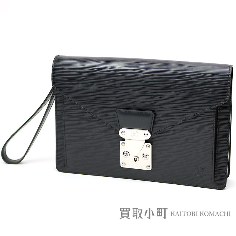 Kaitorikomachi Louis Vuitton M52762 ポシェットセリエドラゴンヌエピ Louis Vuitton M52762 ポシェットセリエドラゴンヌエピノワールシルバー Metal Ings Handbag Second Bag Clutch Men Black Leather Lv Pochette Serie