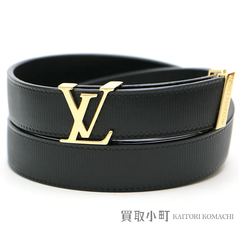 Louis Vuitton LV Initiales 20mm Black Calf. Size 80 cm