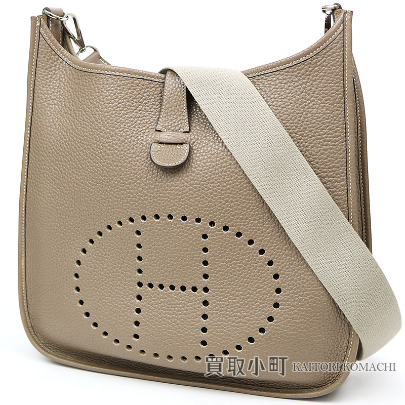 Take Hermes Evelyn Pm エトゥープトリヨンクレマンスシルバー Metal Ings Shoulder Bag 29 Ebb Phosphorus Slant Calf Leather Evelyne Mm Taurillon Clemence
