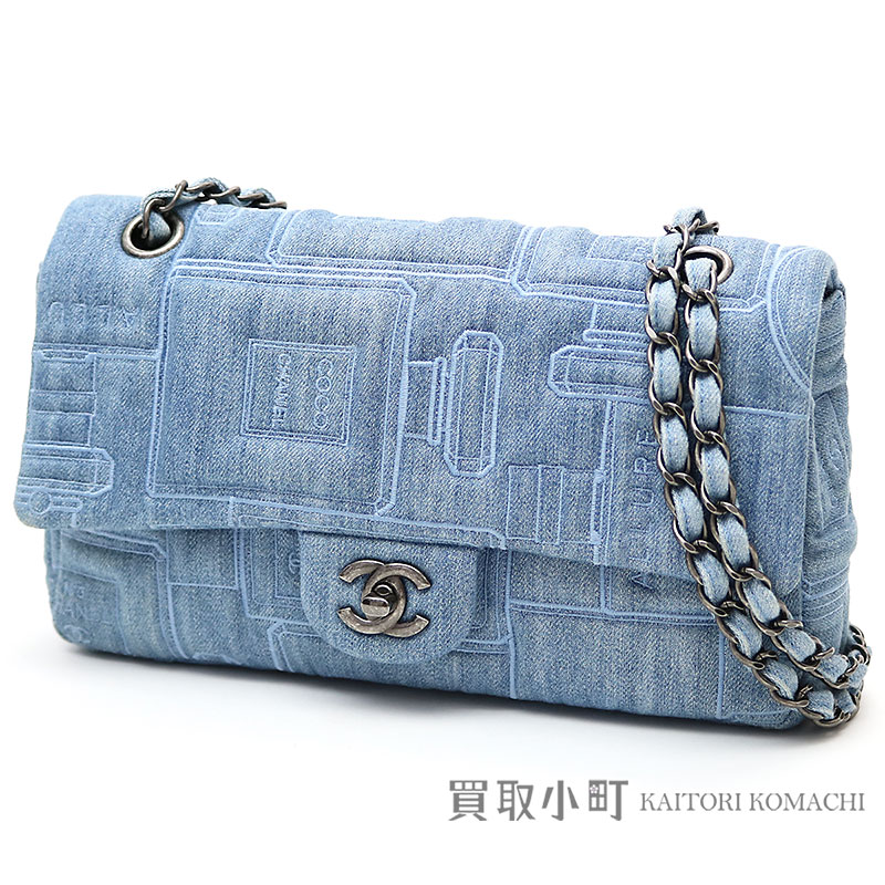 Kaitorikomachi Chanel Denim Perfume Embroidery Flap Bag Blue W Chanel Denim Perfume Embroidery Flap Bag Blue W Chain Shoulder Here Mark Twist Lock Quilting Pot A91101 22