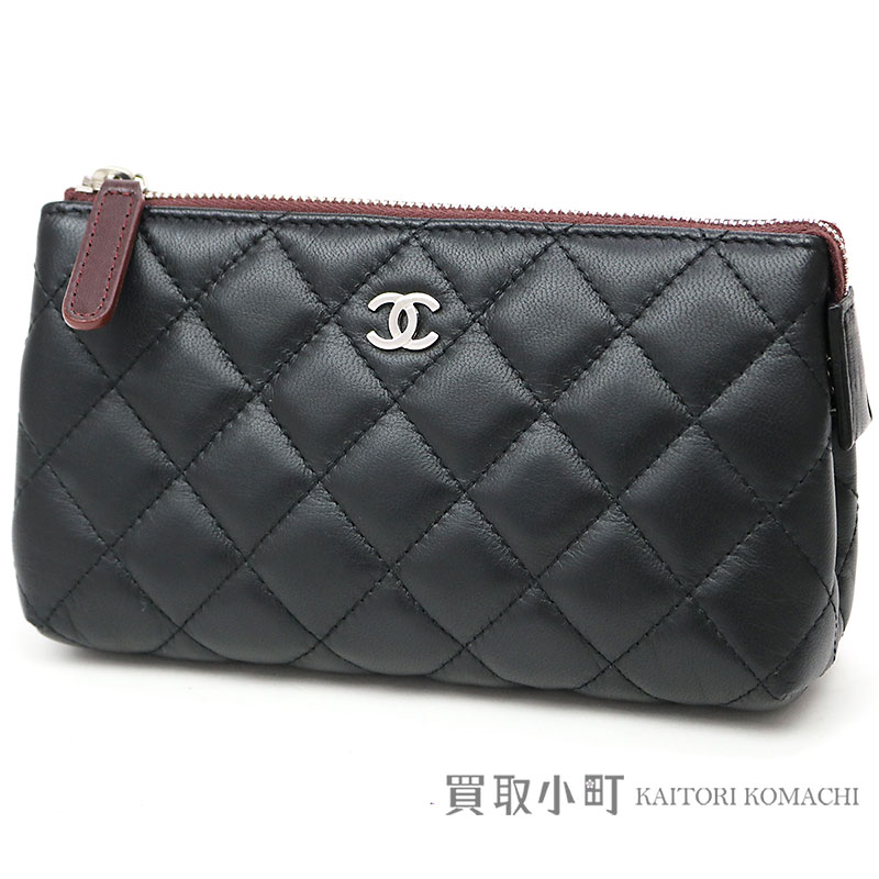 Chanel Matelasse Cosmetics Porch Black Lambskin Makeup Here Mark Classical Music Quilting A69259 21 Cosmetic Pouch A Orchid