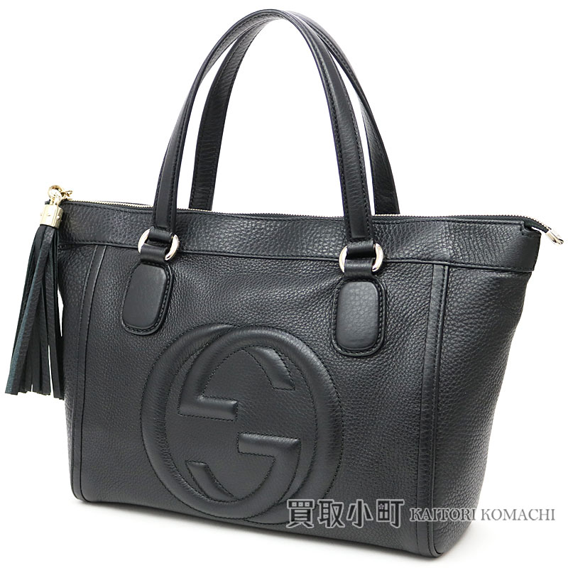 Kaitorikomachi Gucci Soho Leather Tote Bag Tassel Charm Gucci Soho Leather Tote Bag Tassel Charm Interlocking Grip G Sch Black Calfskin Handbag Fringe 282307 A7m0g 1000