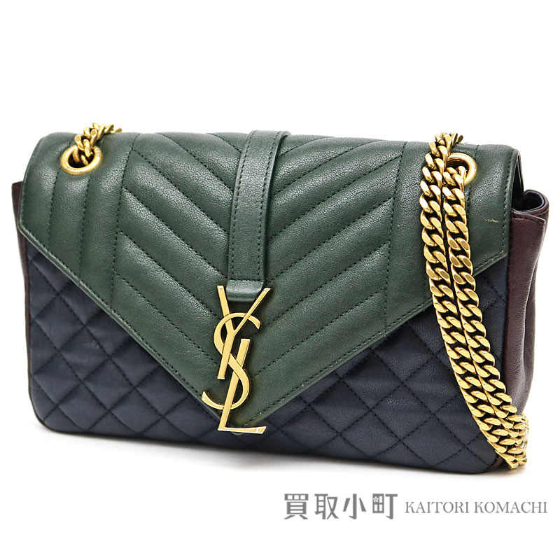 Kaitorikomachi Yves Saint Lau Classical Music Monogram Yves Saint Lau Classical Music Monogram Small Satc W Chain Shoulder Bag Mixed Quilting Leather Tricolor Calfskin 428125 Ysl