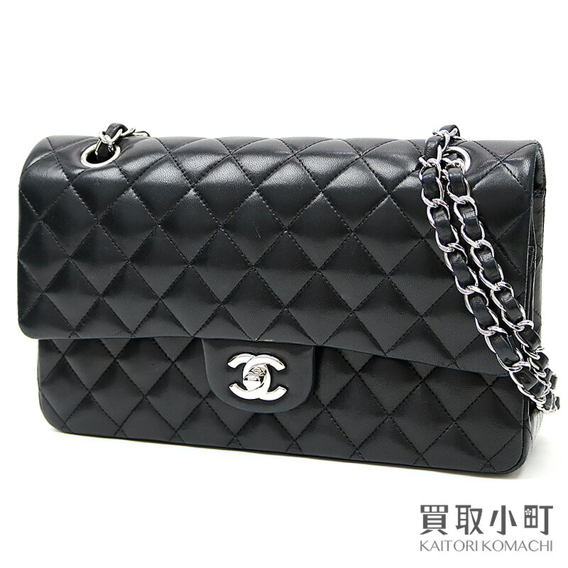 Chanel Matelasse 25 Classic Flap Bag Black Lambskin Silver Metal Ings Medium Double W Chain Shoulder Constant Er ココマークツイストロックキルティングニ 重蓋
