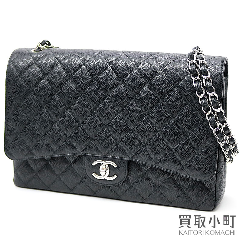 Chanel Matelasse 34 Classic Maxi Flap Bag Black Caviar Skin W Chain Shoulder Constant Er チェーンバッグココマークダブルフラップニ 重蓋 Large A58601 14 Chanel Matelasse 34 Classic Maxi Flap Bag Black Caviar Skin W Chain Shoulder Constant Er チェーンバッグココマークダブルフラップニ 重蓋 Large A58601 14