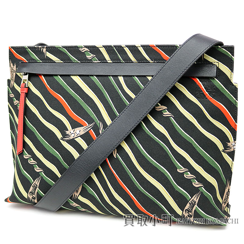 【未当て嵌める品】ロエベ【LOEWE】パウラ 信号旗御徒面子 T伝達人 布切れ パウラズイビサコレクション メンズ ショルダーバッグ 曲がった掛け 372.42ZP37 PAULAS IBIZA T MESSENGER PAULA FLAGS BAG【S位置づける】【新品負けず劣らず】