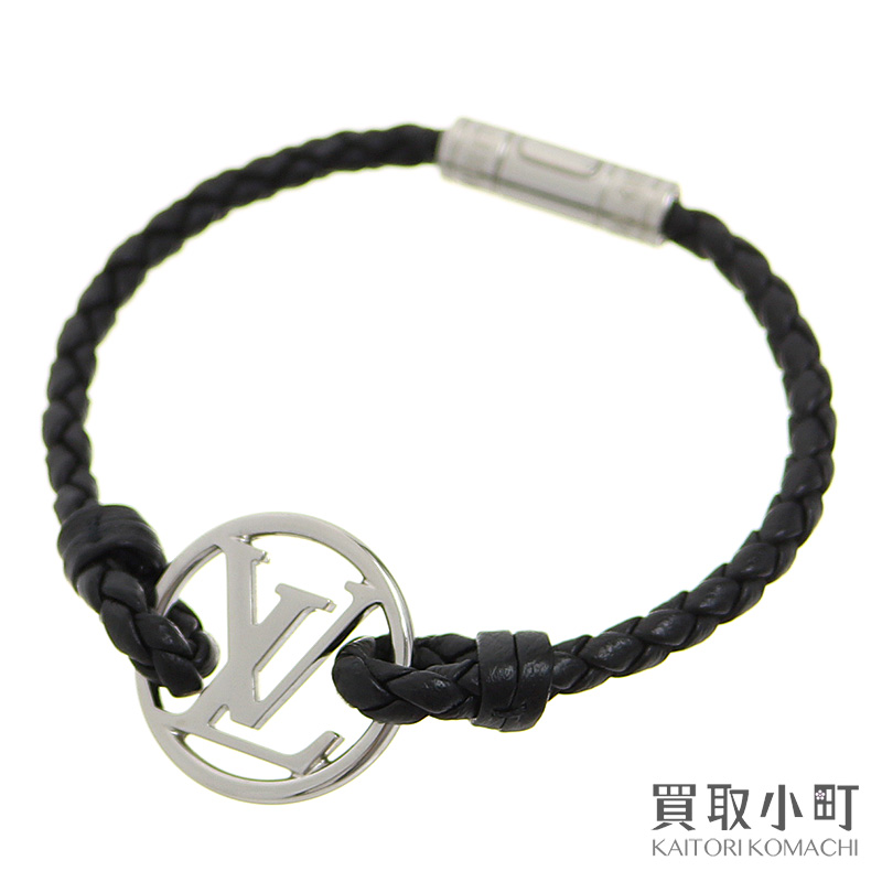 KAITORIKOMACHI: Louis Vuitton M6188D ブラスレ LV circle black taiga leather men bracelet logo ...