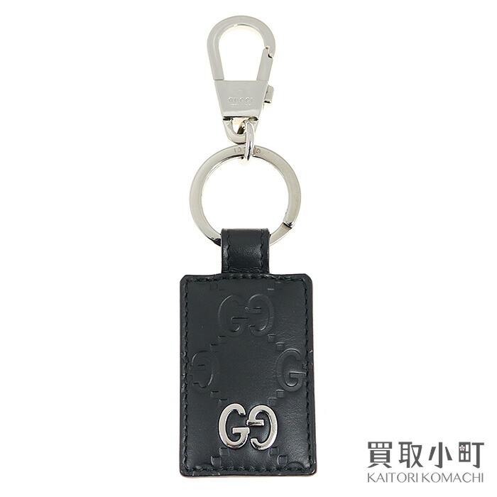 【楽天市場】【美品】グッチ【GUCCI】グッチシグネチャーレザー キーリング GGメタル ブラック カーフスキン キーホルダー バッグチャーム