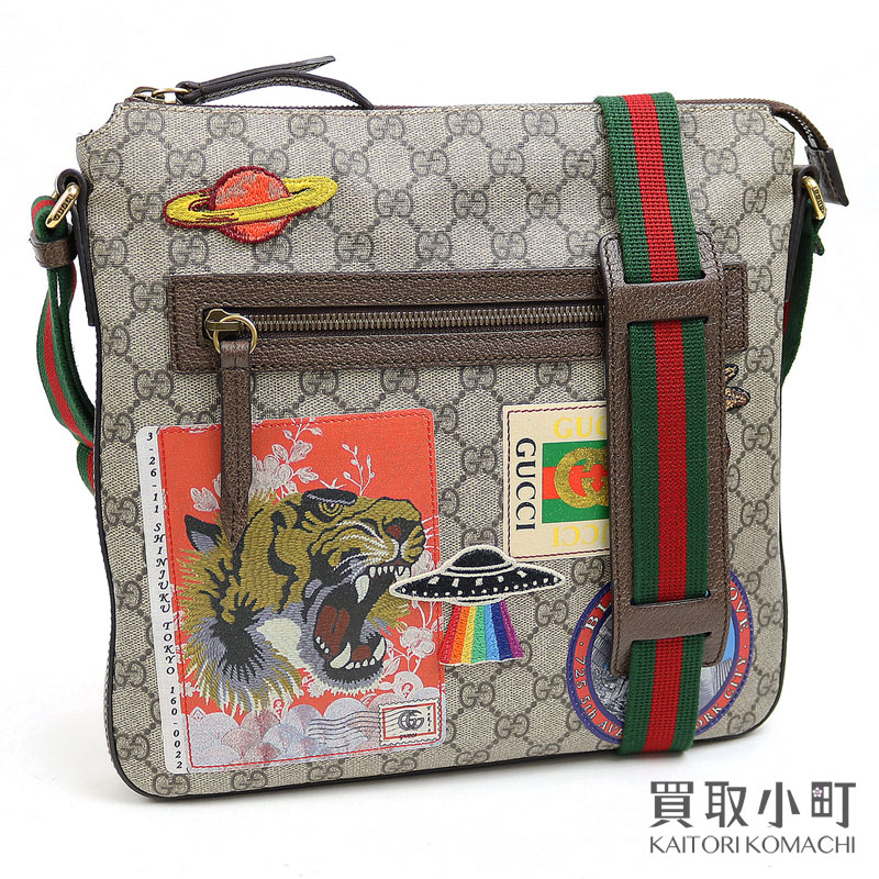 楽天市場 新品同様 グッチ Gucci グッチクーリエ Ggスプリーム メッセンジャー エンブロイダリー アップリケ タイガー ワッペン メンズ ショルダーバッグ 斜め掛け K9rnt 67 Courrier Gg Supreme Messenger Bag Saランク 美品 中古 買取小町