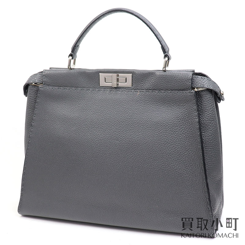 最大1万円offクーポン アイコニック Fendi フェンディ 3 4 美品 セレリア 00 ピーカブー ローマンレザー セレリア ピーカーブー アイコニック ラージ ハンドバッグ グレー ツイストロック アイコン トート ピーカーブー 8bn210 Peekaboo Selleria 中古