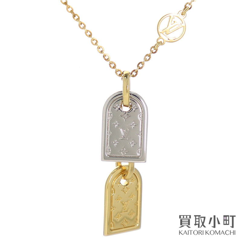 ルイヴィトン M63141 ネックレス ナノグラム ミニチュアネームタグ モノグラム 2チャーム ゴールド アクセサリー MONOGRAM NANOGRAM NECKLACE
