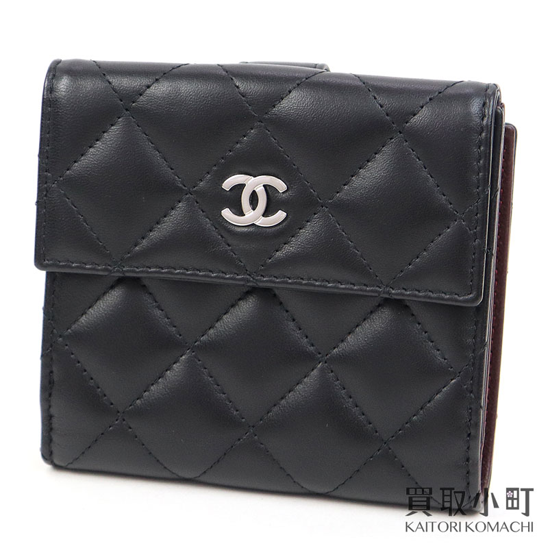 Chanel シャネル高島屋京都店購入品 フラップウォレット シャネル 未使用品 キルティング Logo スモール クラシック ブラック キャビアスキン サイフ ココマーク ブラック マトラッセ コンパクトウォレット 三つ折り財布 サイフ Ap0231 Y C3906 31 Cc