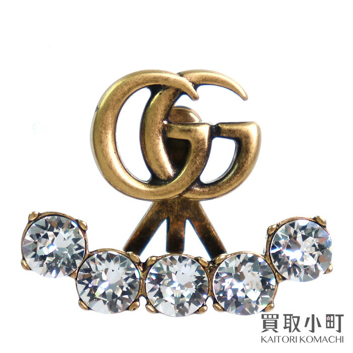【楽天市場】【美品】グッチ【GUCCI】 クリスタル ダブルG シングル ピアス 片耳用 イヤリング アクセサリー ストーン 605853