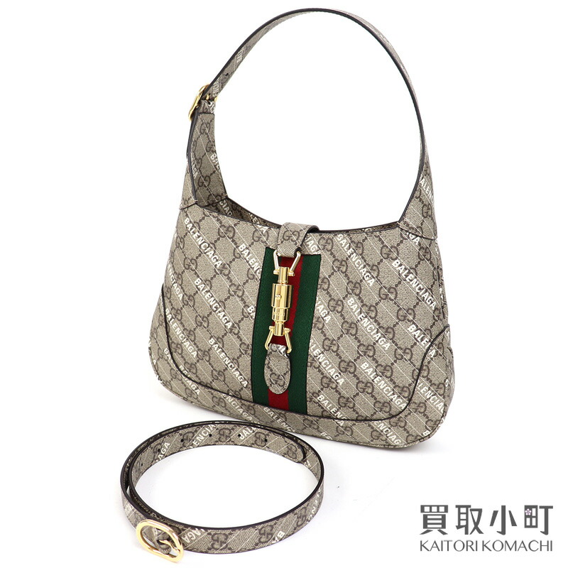 【未当て嵌める品】グッチ×バレンシアガ【GUCCI×BALENCIAGA】ザ コンピューター破り 事業計画 ジャッキー 1961 スモール御徒面子 GGスプリーム ウェブストライプ 2WAY肩肉 曲がった掛け 636706 ULZAG 9759 JJACKIE 1961 MINI SHOULDER BAG【S位置づける】【新品負けず劣らず品】