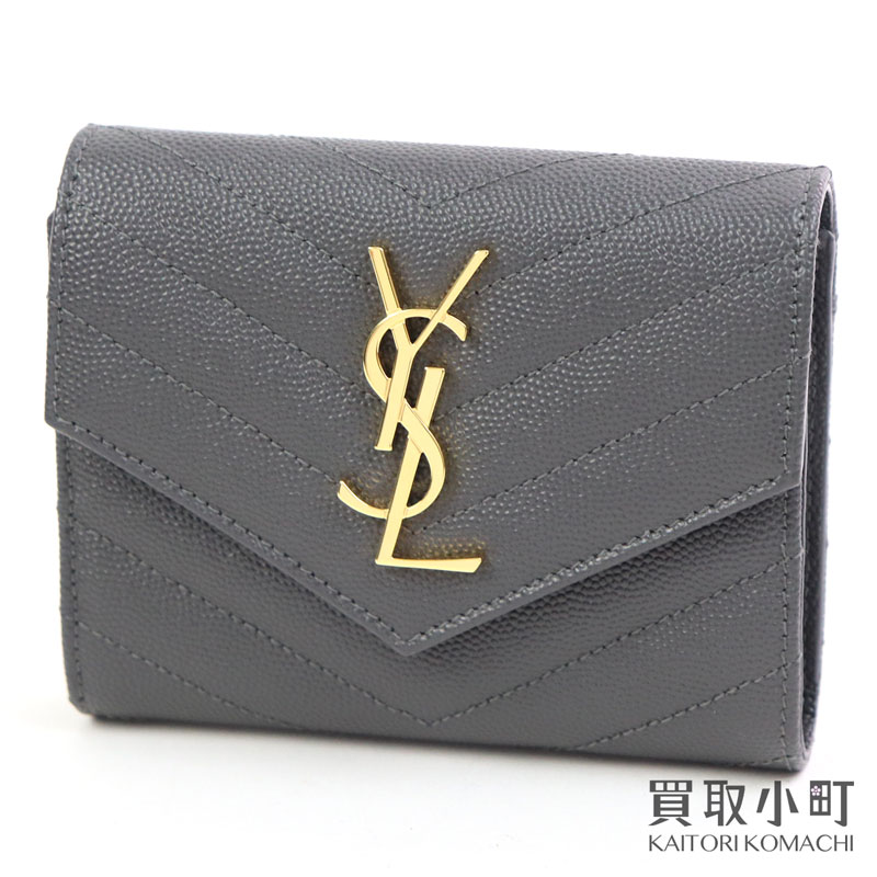 【未使用品】サンローラン 【YVES SAINT LAURENT】モノグラム コンパクト トリフォールドウォレット グレインド プードル エンボスレザー グレー コンパクト 三つ折り財布 小銭入れ付き 403943 BOW01 1202 YSL Monogram Compact 【未使用品】サンローラン 【YVES SAINT LAURENT】モノグラム コンパクト トリフォールドウォレット グレインド プードル エンボスレザー グレー コンパクト 三つ折り財布 小銭入れ付き 403943 BOW01 1202 YSL Monogram Compact