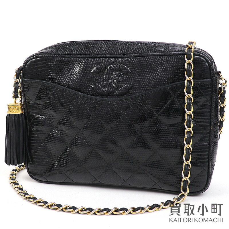 シャネル 黒 キルティング バッグ タッセル付き ビンテージCHANEL 黒 キルティング バッグ タッセル付き