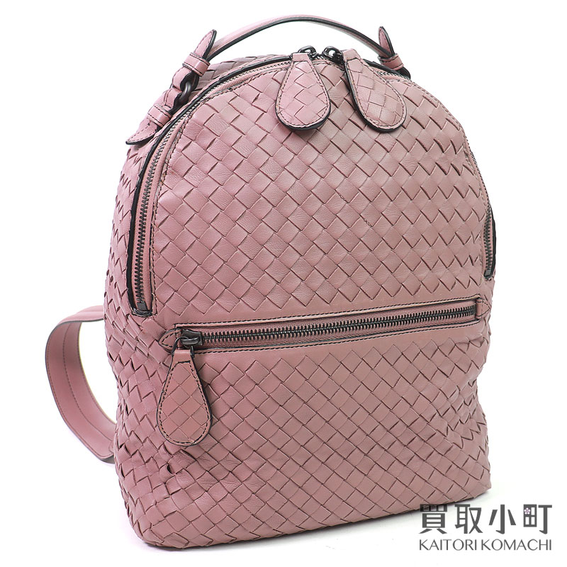 ボッテガヴェネタ【BOTTEGA VENETA】イントレチャート うしろ側容器に並べる さくら色 ナッパレザー デイパック 背嚢 536232 V0016 BV TOTE BAG INTRECCIATO BACKPACK【AB位置づける】【中古】