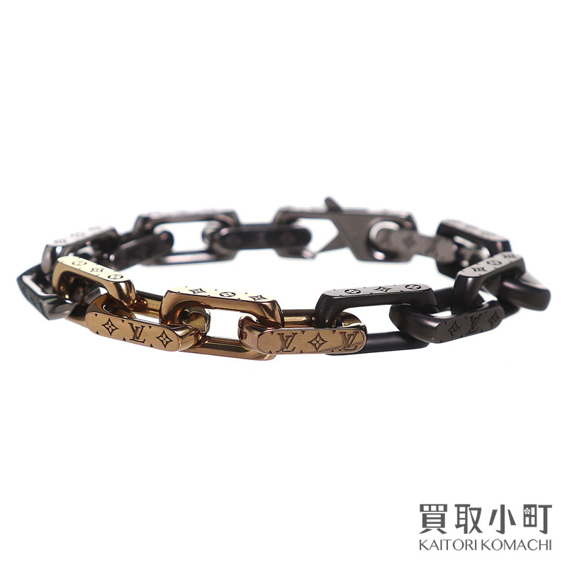 [LOUIS VUITTON] エンボスモノグラム　レザーブレスレット　男女兼用 LOUIS VUITTON] エンボスモノグラム レザーブレスレット 男女兼用