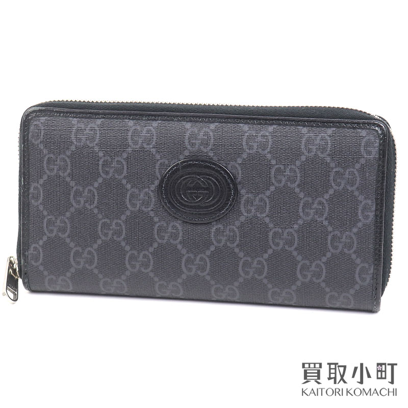 【極美品】 グッチ 長財布 ラウンドファスナー ウルフ 狼 GG スプリーム 極美品】 グッチ 長財布 ラウンドファスナー ウルフ 狼 GG