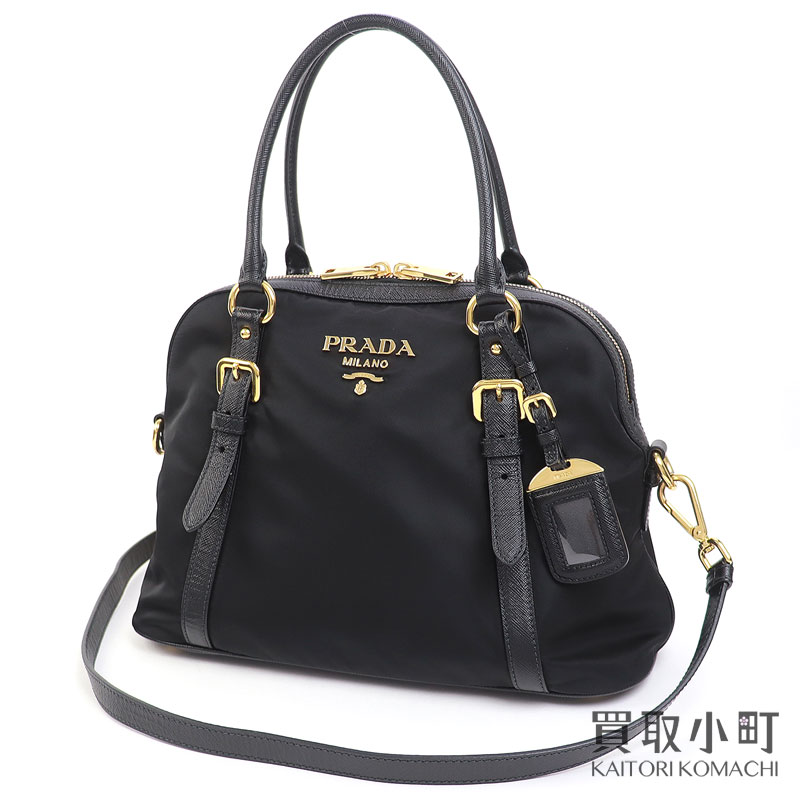 【希少】 PRADA ロゴ入り スモール レザー バッグ ブラック org.jpg