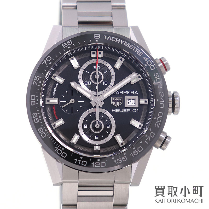 【最大1万円OFFクーポン! 4/20～】タグホイヤー 【TAGHeuer】 カレラ キャリバーホイヤー01 クロノグラフ オートマティック 43MM デイト ブラックセラミック SSブレス メンズウォッチ 自動巻き 男性用腕時計 CAR201Z.BA0714 CARRER【中古】