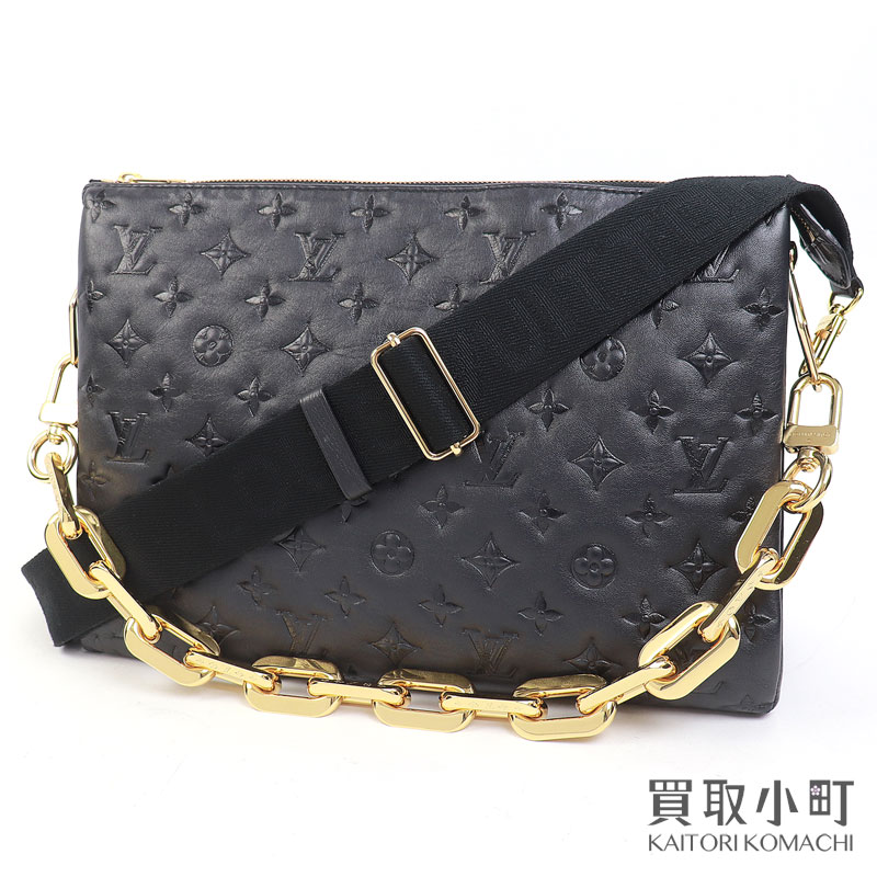 【美品】ルイヴィトン 【LOUIS VUITTON】M57783 クッサンMM モノグラムエンボス 子ヒツジひと肌 2WAY チェーン店ショルダーバッグ 黒いことなめし革 LV  COUSSIN MM SHOULDER BAG【A位置づける 】【中古】