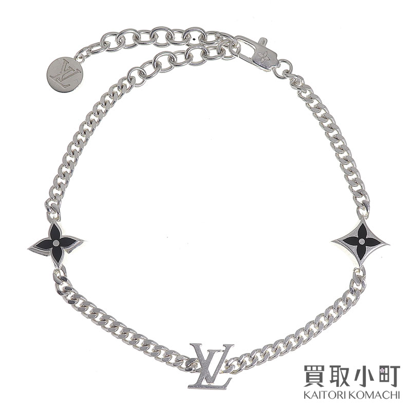 【美品】ルイヴィトン 【LOUIS VUITTON】M1520A ブレスレット LV スパイク スターリングシルバー Ag925 モノグラムモチーフ チャーム LVイニシャル フラワー ファッションジュエリー アクセサリー LV SPIKE BRACELET SV925 【Aランク】【中古】