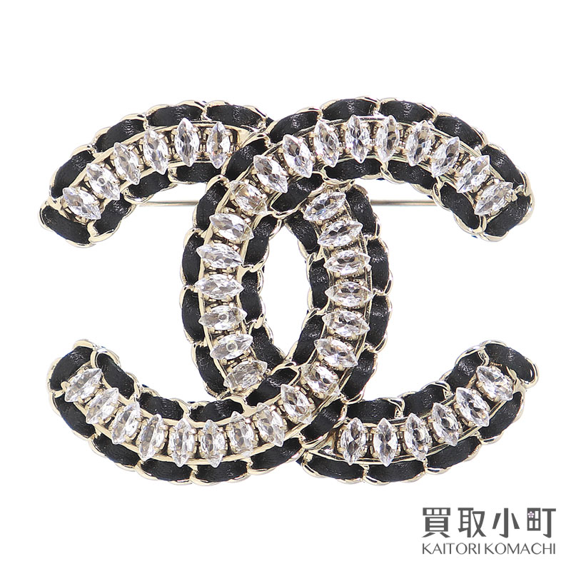 【最大1万円OFFクーポン! 4/10～】【美品】シャネル 【CHANEL】 ココマーク ストラス チェーン ブローチ ラインストーン ゴールド CCマーク コスチュームジュエリー アクセサリー A23S CC Logo Brooch 【Aランク】【中古】【中古】