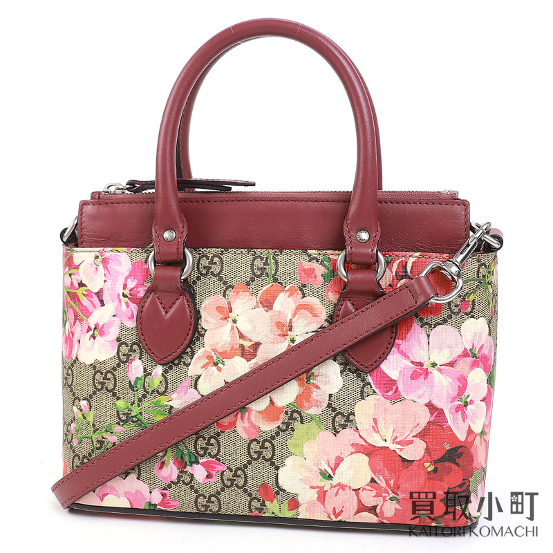 GUCCI バンブー ブルームス 花柄 2WAY ショルダー ハンドバッグ 赤