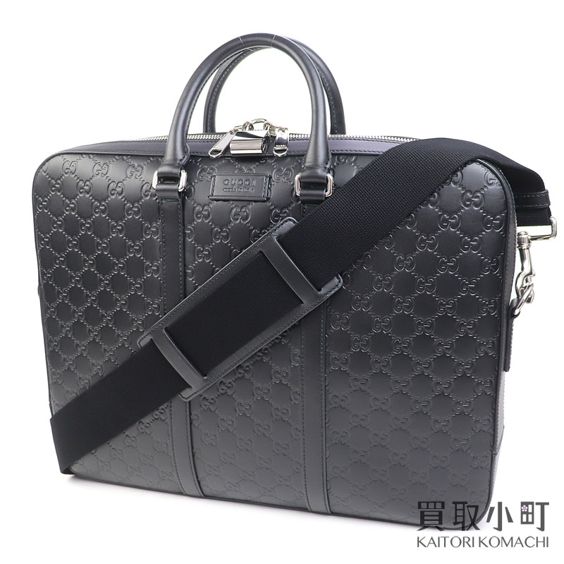 【美品】グッチ 【GUCCI】 グッチシグネチャーレザー ブリーフ入れもの 黒いこと GGエン主任者 カーフスキン ジップトップ 2WAY肩部 商行為御徒面子 書きもの鞄 メンズ 428041 CWCBN 1000 Gucci Signature Leather Briefcase Business Bag【SA価値づける】【中古】