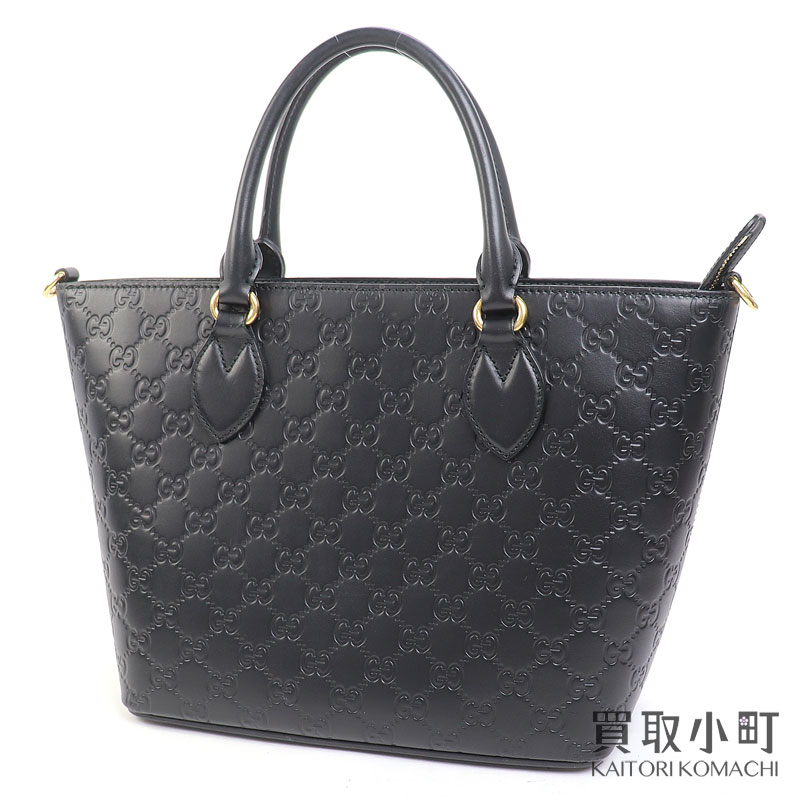 グッチ 【GUCCI】 リネア グッチシグネチャーレザー トートバッグ ブラック GGカーフスキン ハンドバッグ グッチシマ 432124 CWC1G 1000 LINEA GUCCI SIGNATURE GG LEATHER TOTE BAG【ABランク】【中古】