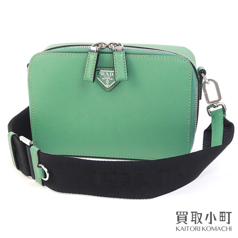 美品✨ PRADA メッセンジャーバッグ 三角ロゴ カーキ ナイロン レザー プラダ PRADA ナイロン×レザー メッセンジャーバッグ 三角