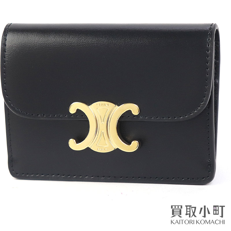 美品 CELINE Wホック 折財布 レザー ブラック 楽天市場】CELINE セリーヌ 二つ折り財布 レディース SMALL FLAP