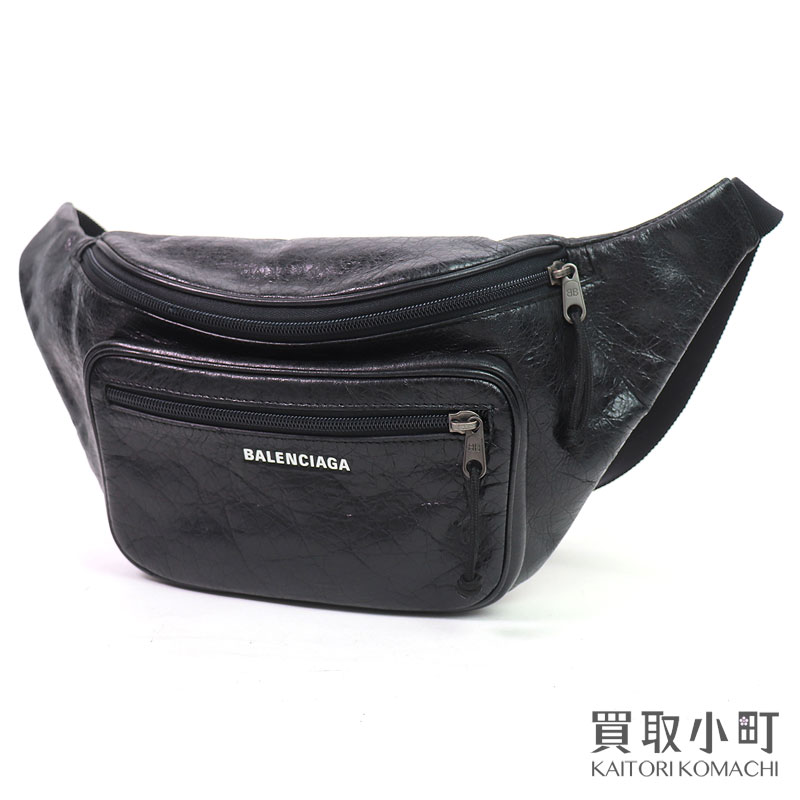 【美品】バレンシアガ【BALENCIAGA】エクスプローラー 胴締め風呂敷き包み 黒いこと カーフレザー 上半身御徒面子 酉の方角車寄せ 胴締め御徒面子 ロゴタイプ バム なめし革 529550 1WG9X 1000 #P EXPLORER BELT PACK【A価値づける】【中古】