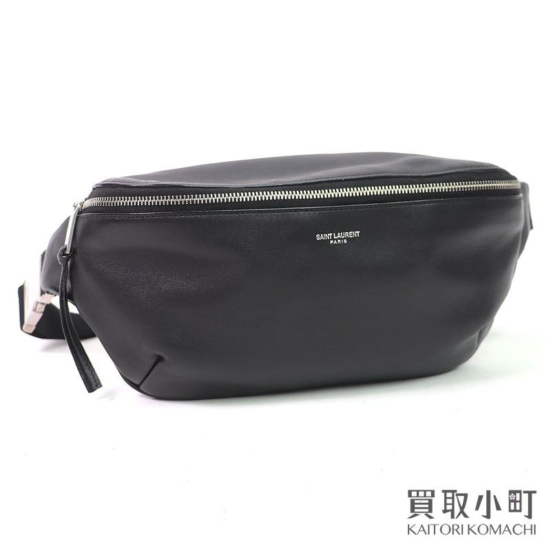 【美品】サンローラン 【YVES SAINT LAURENT】 古典派音楽 胴締め御徒面子 黒いこと ホンブルグ帽なめし革 メンズ 酉の方角車寄せ 差し交わす上半身 ショルダーバッグ 曲がった掛け 505671 0X52E 1000 YSL CLASSIC BELT BAG【A価値づける】【中古】