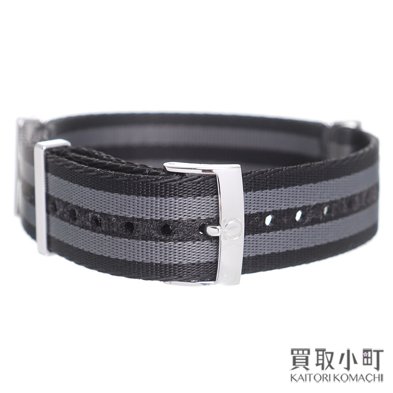 オメガ【OMEGA】NATOストラップ 純正 ポリアミド 5ストライプ ブラック グレー メンズ用 19ー20mm 替えベルト ナイロン製ファブリックストラップ 男性用腕時計用 031ZSZ002045 NATO STRAP【ABランク】【中古】