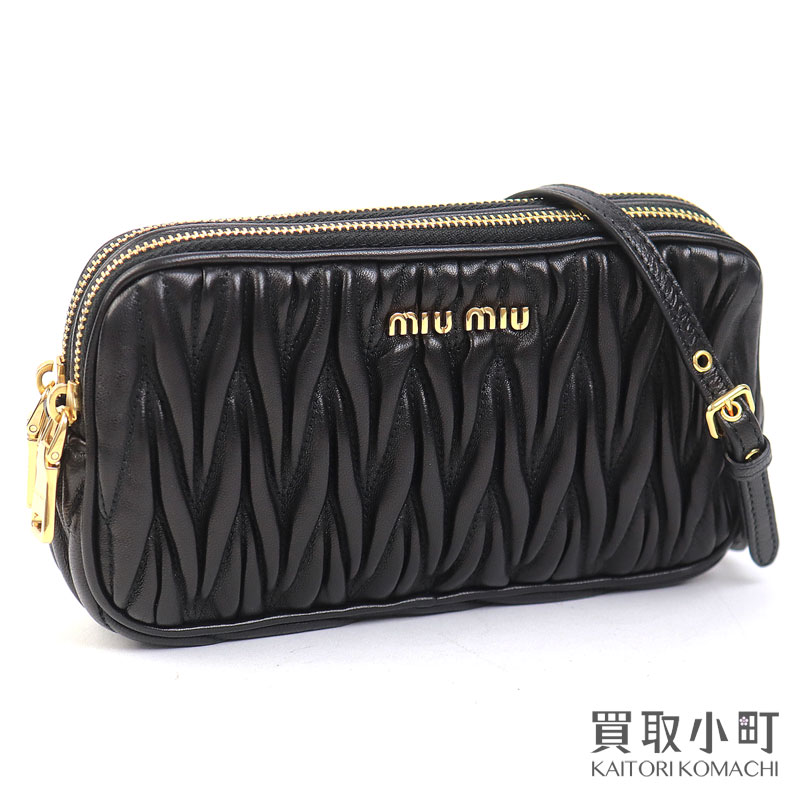 MIU MIU♦ マテラッセナッパレザー ミニバッグ Miu Miu マテラッセ ナッパレザーショルダーバッグ | ブラック