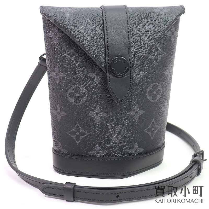 【美品】ルイヴィトン【LOUIS VUITTON】M11613 エンベロップ ポーチ モノグラムエクリプス ノワール クロスボディ ショルダーバッグ 斜め掛け メンズ ブラックレザー LV ENVELOPE POUCH MONOGRAM ECLIPSE【Aランク】【中古】